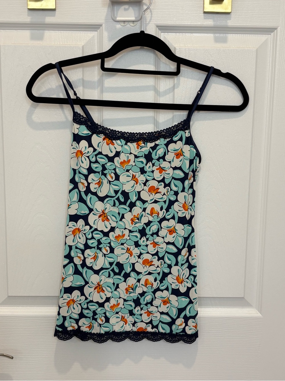 Jockey Floral Navy Lace-Trim Cami Tank Top - Women #1451